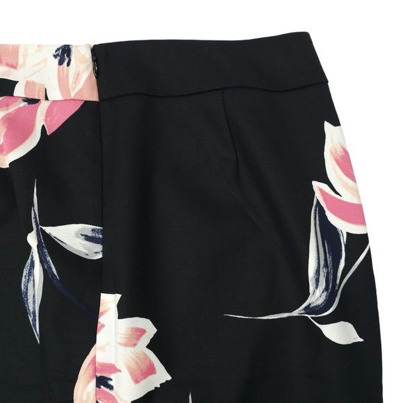 Ann Taylor Factory Floral Pencil Skirt Womens Sz 10 Black Pink Back Zip Slit NEW - Picture 15 of 16